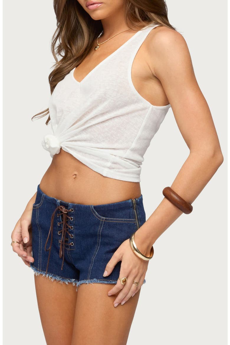 Hellen Knot Hem Semisheer Tank, Alternate, color, WHITE