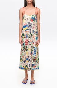 Bimba y Lola Patchwork Ruched Strappy Midi Dress