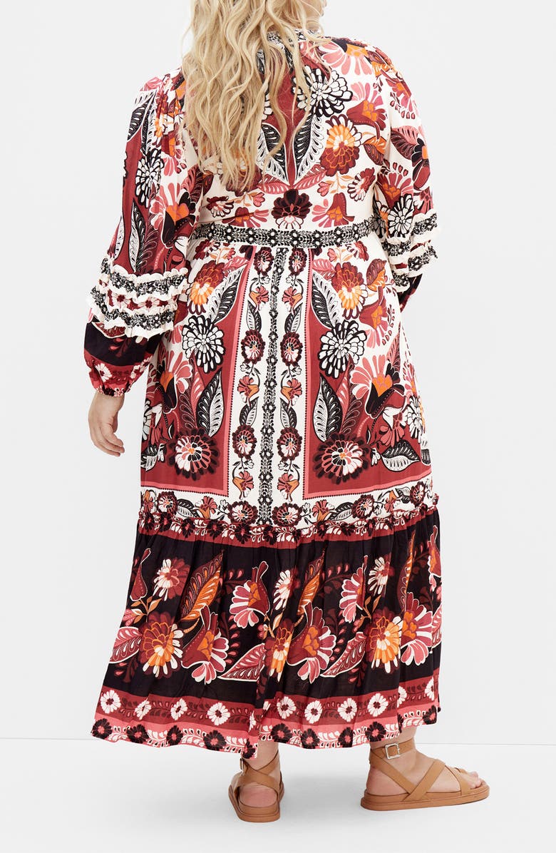 City Chic Malia Mixed Print Long Sleeve Maxi Dress, Alternate, color, Ivory