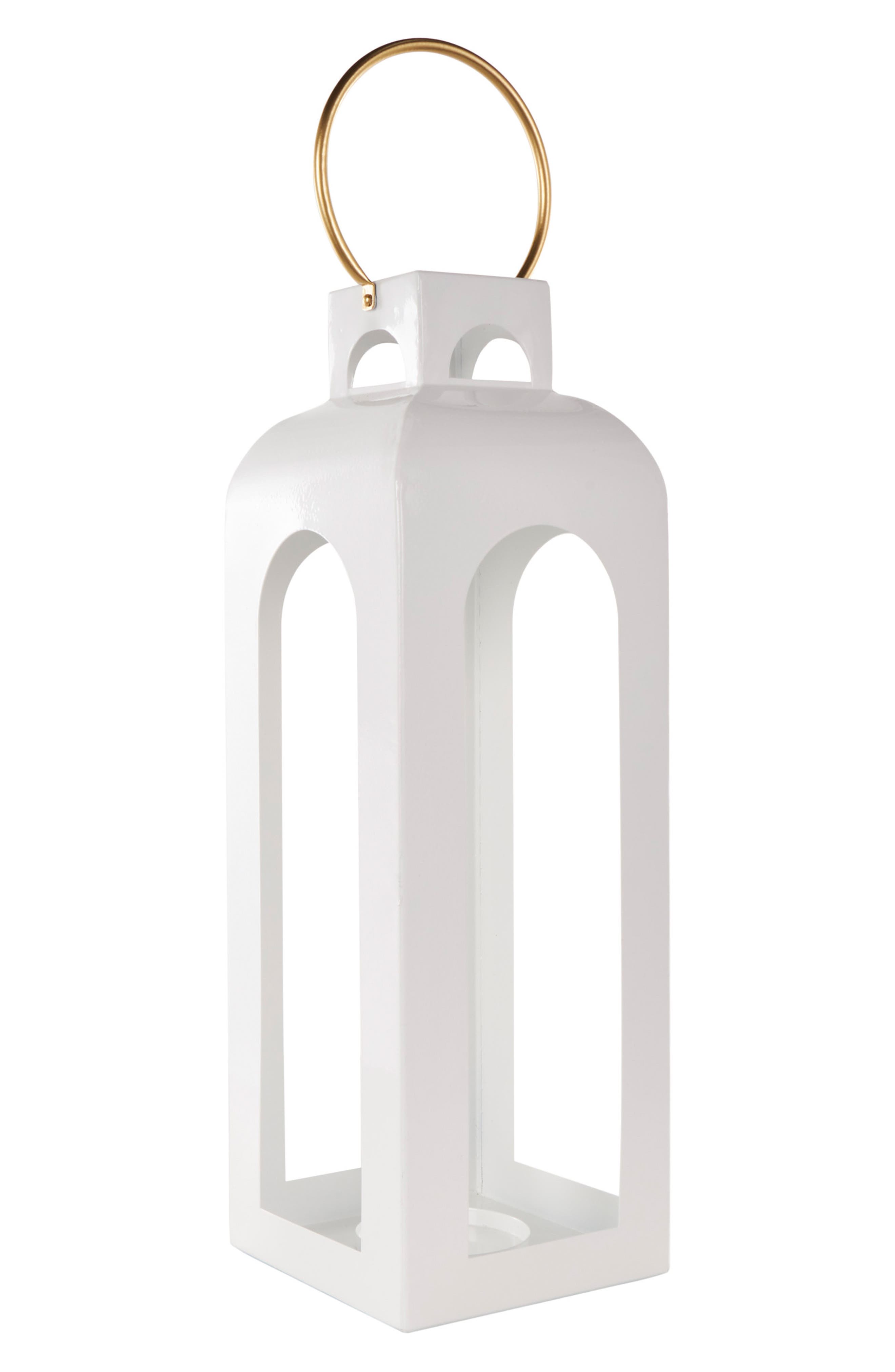 GINGER BIRCH STUDIO White Metal Candle Lantern