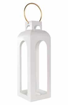GINGER BIRCH STUDIO White Metal Candle Lantern