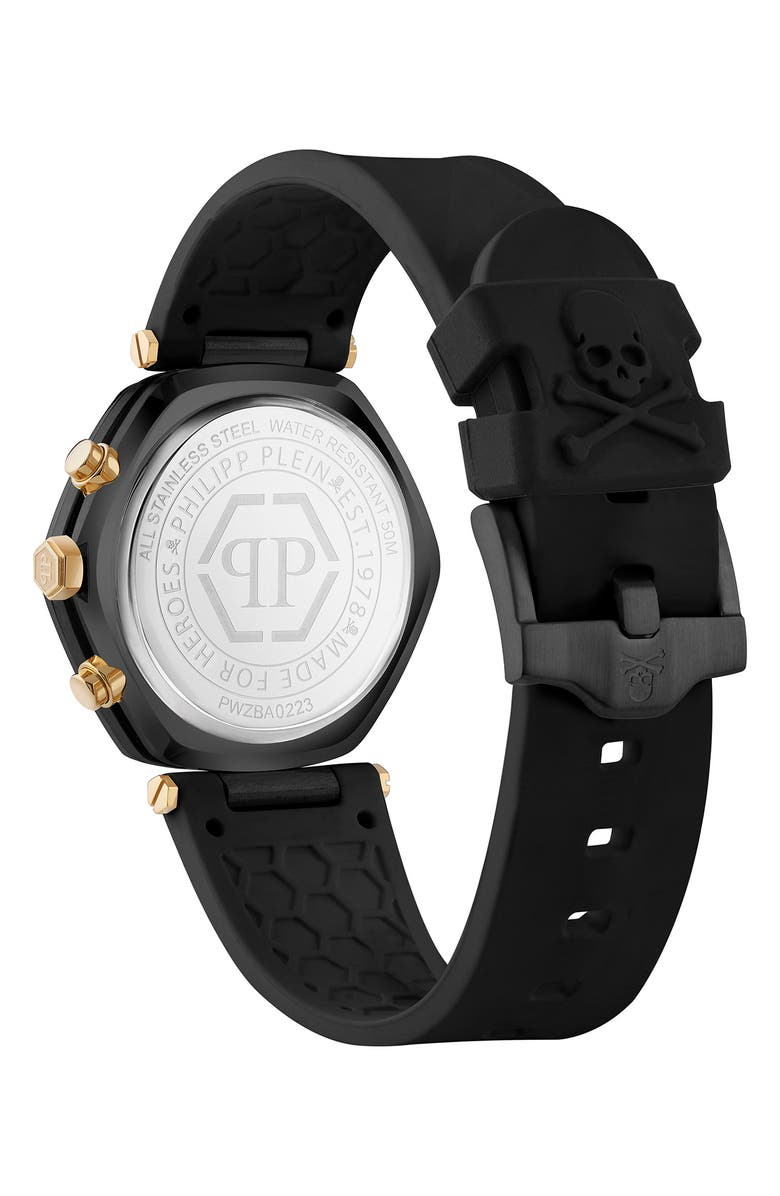 PHILIPP PLEIN The Hexagon Chronograph Silicone Strap Watch, 42mm, Alternate, color, 