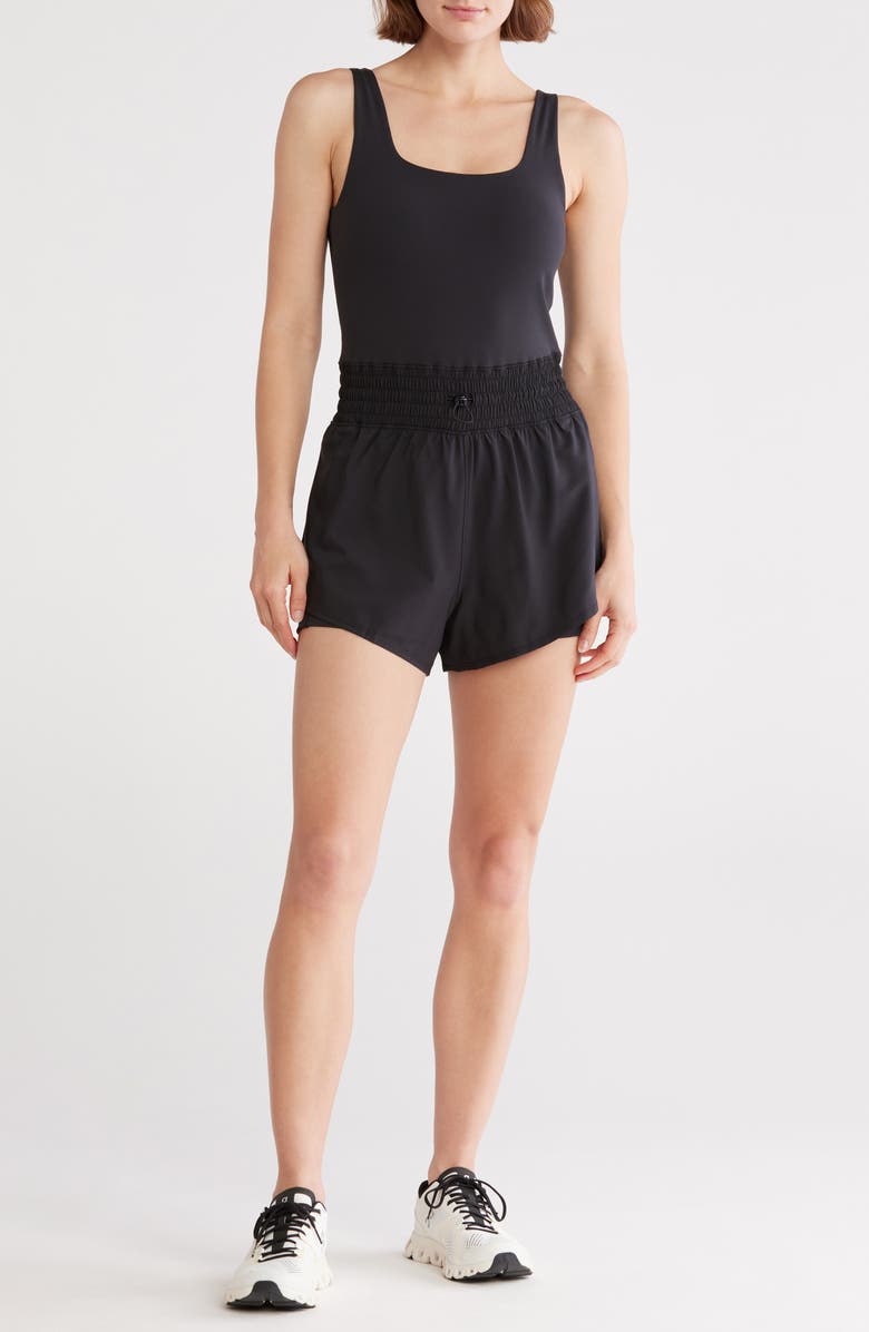 YOGALICIOUS Lux Stevie Sleeveless Hybrid Active Romper, Main, color, Black