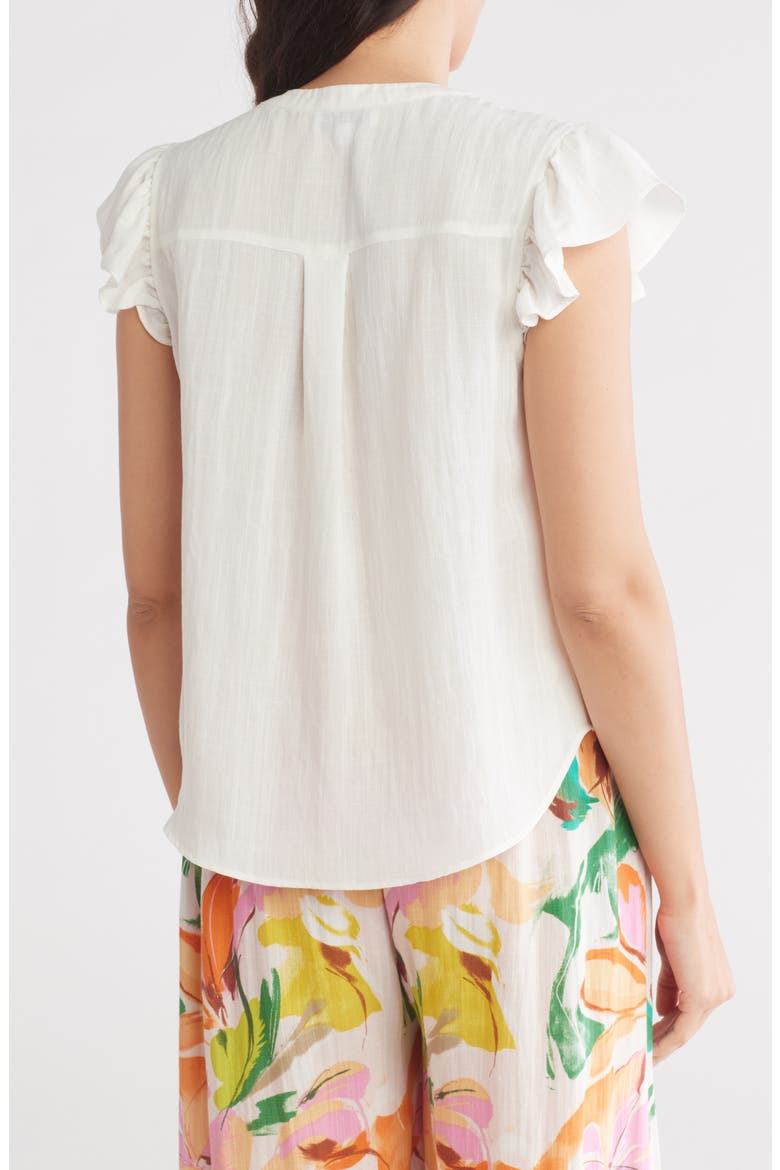 Ruffled Button-Up Shirt, Alternate, color, WHITE