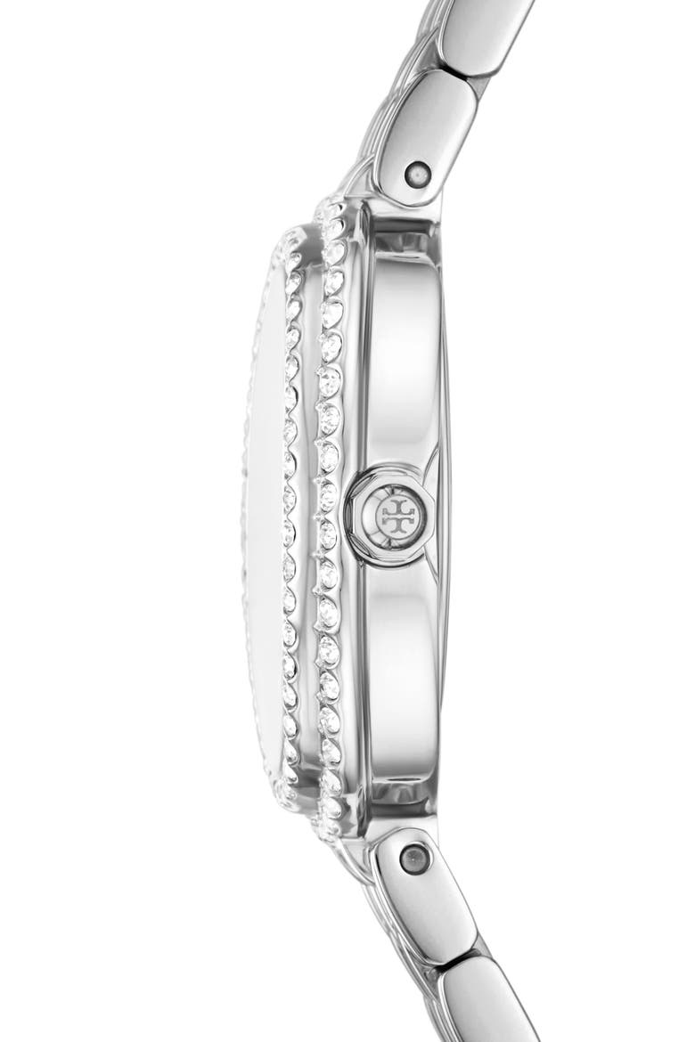 The Oval Crystal Bezel Bracelet Watch, 22mm x 28mm, Alternate, color, BLUE