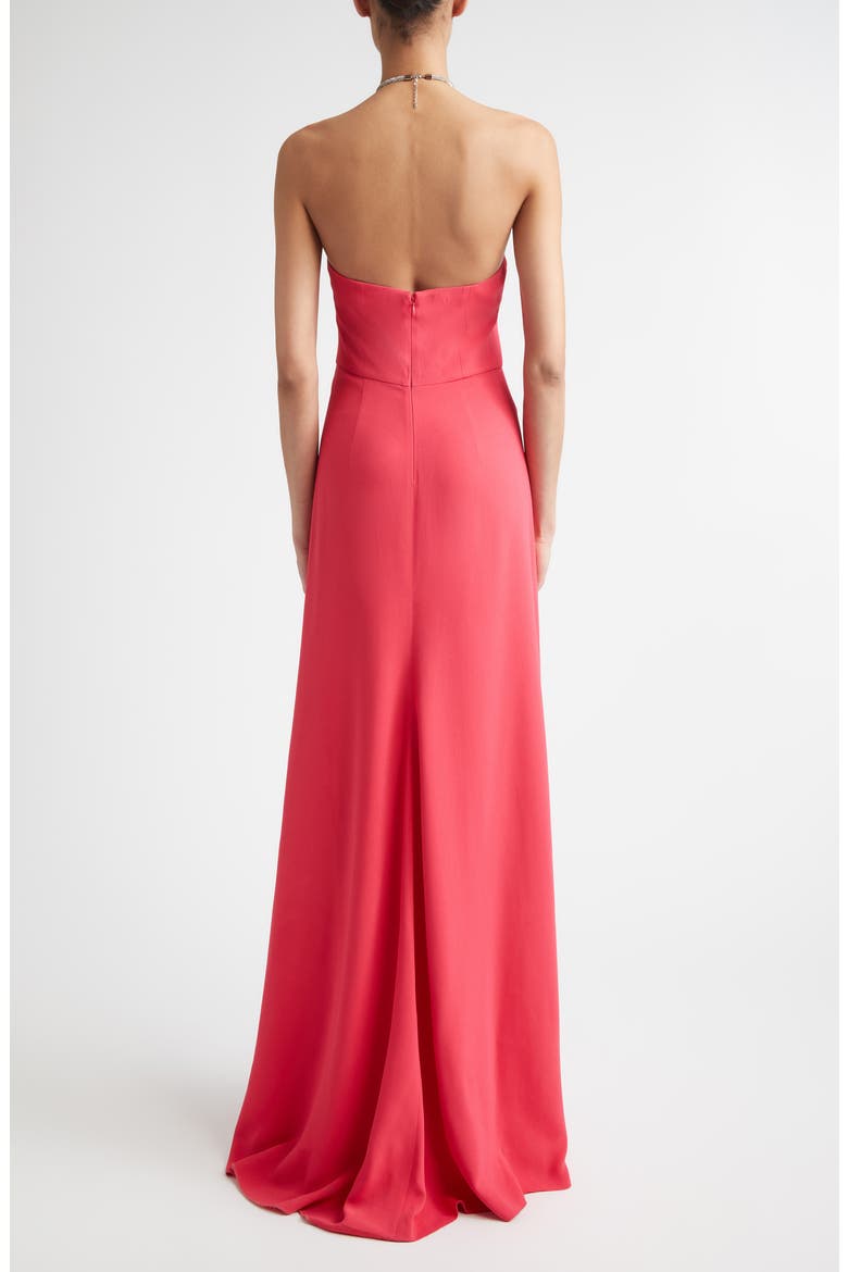 Fluid Stretch Crepe Halter Neck Gown, Alternate, color, CHERRY PINK