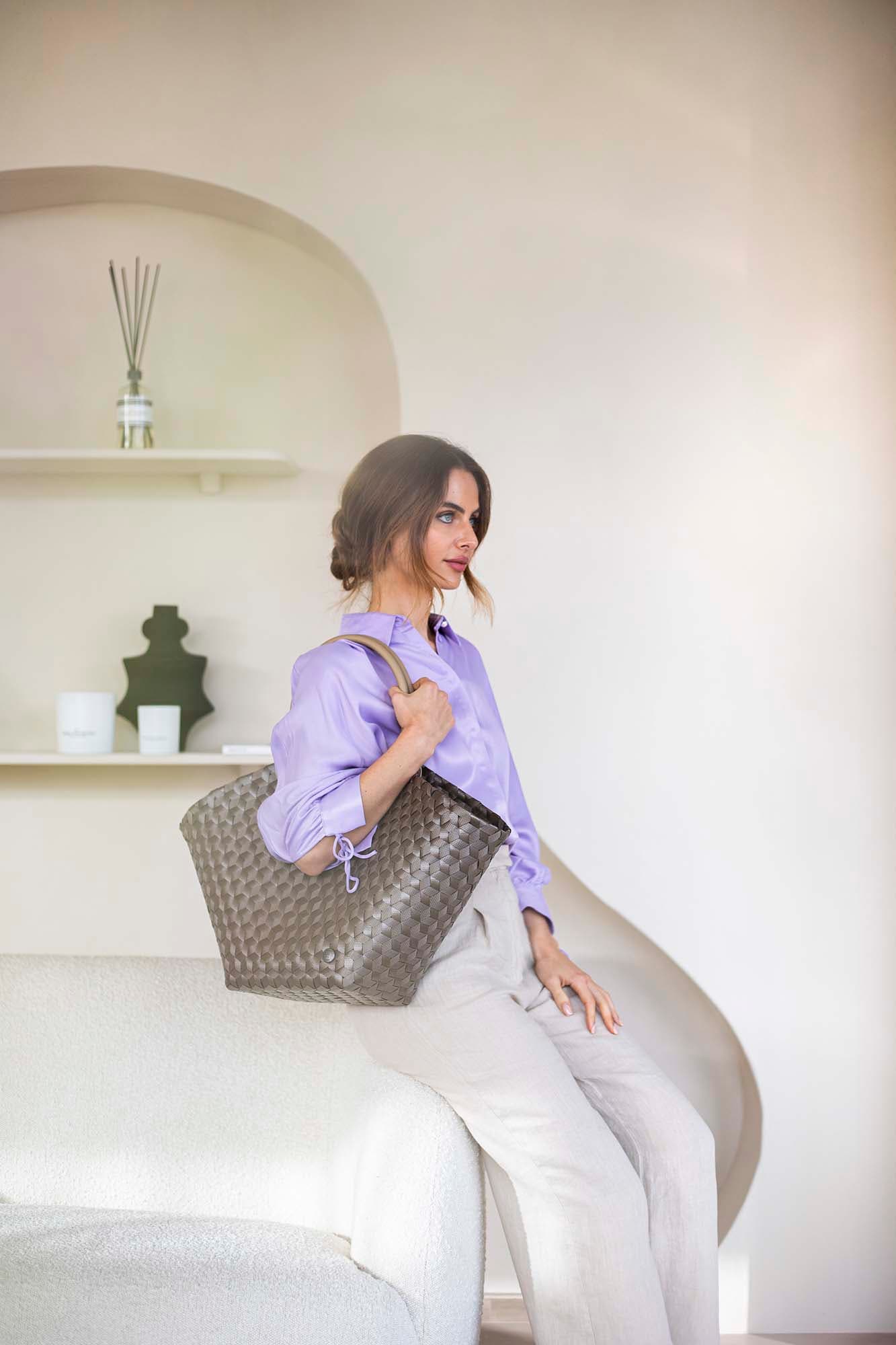 Handed By Sweetheart  Recycled Plastic Shopper, Alternate, color, Taupe