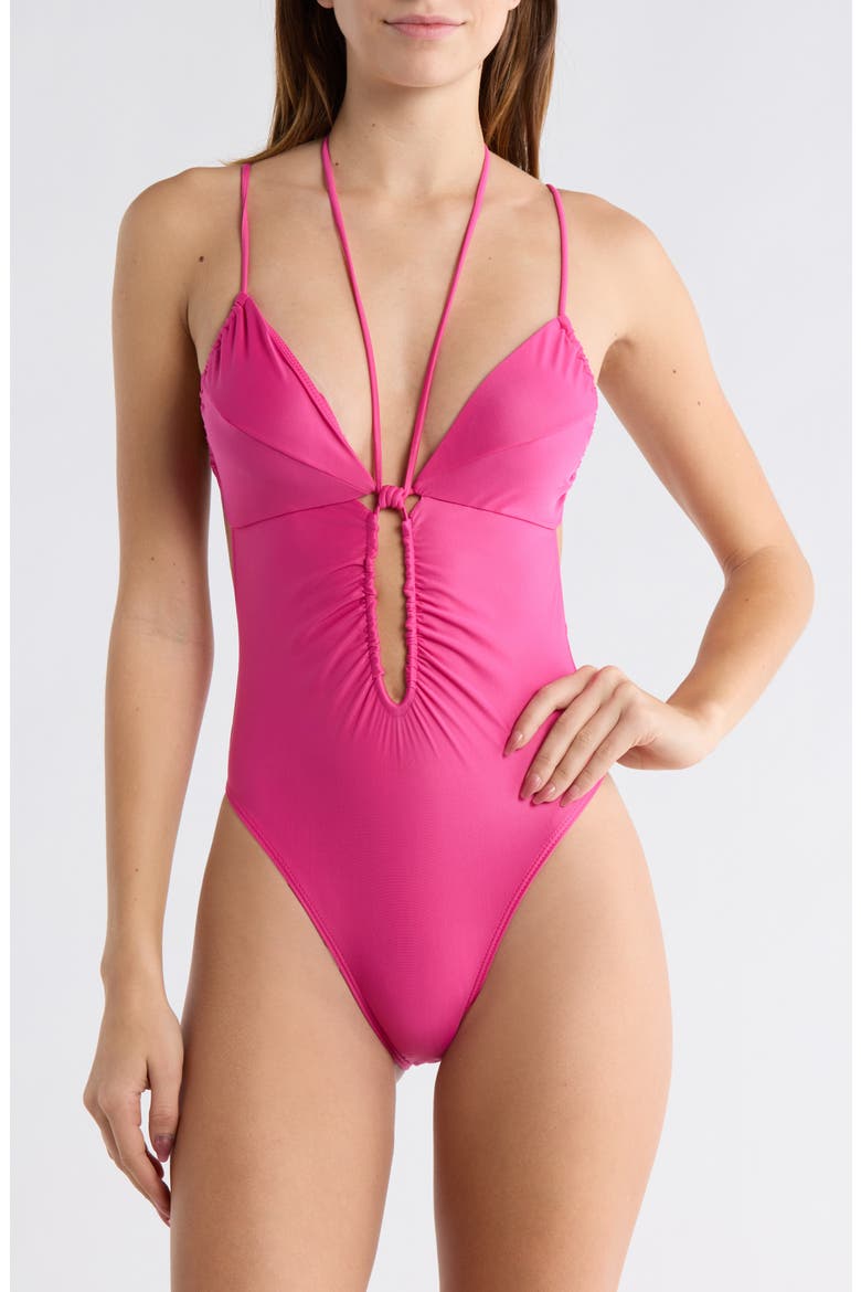 Mag One-Piece Swimsuit, Main, color, PINK