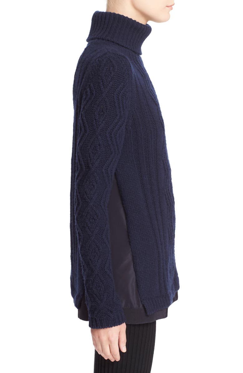 Moncler Braid Knit Wool & Cashmere Turtleneck Sweater, Alternate, color, 