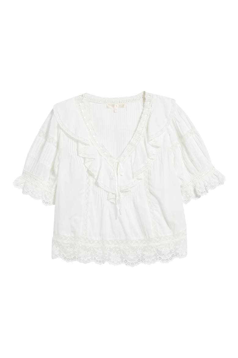 Romilly Ruffle & Lace Top, Alternate, color, OFF WHITE