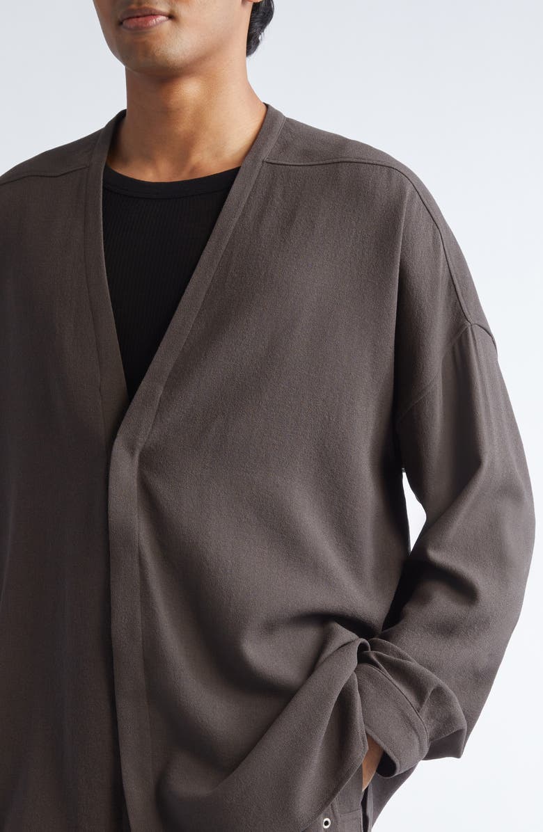 Rick Owens Lido Larry Virgin Wool Shirt, Alternate, color, Dark Dust