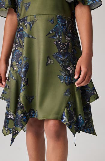 Kids' Butterfly Print Handkerchief Hem Dress