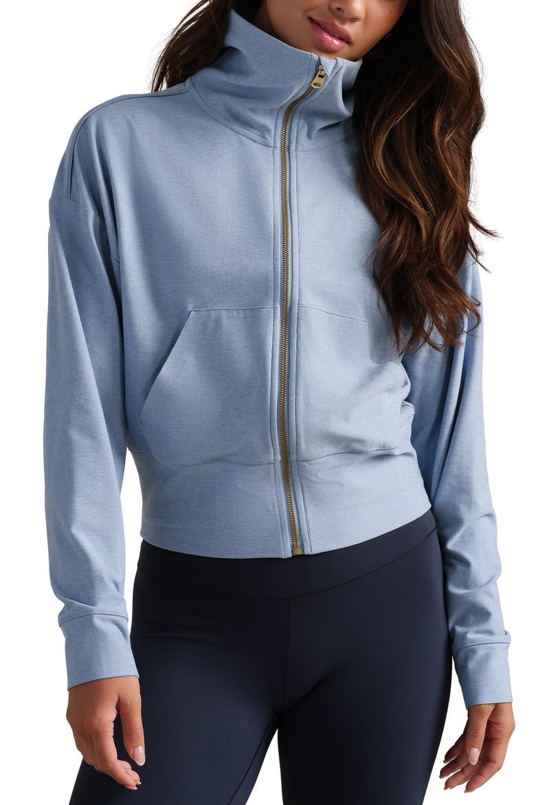 Atmosphere Crop Zip Sweatshirt, Main, color, FOREVER BLUE HEATHER