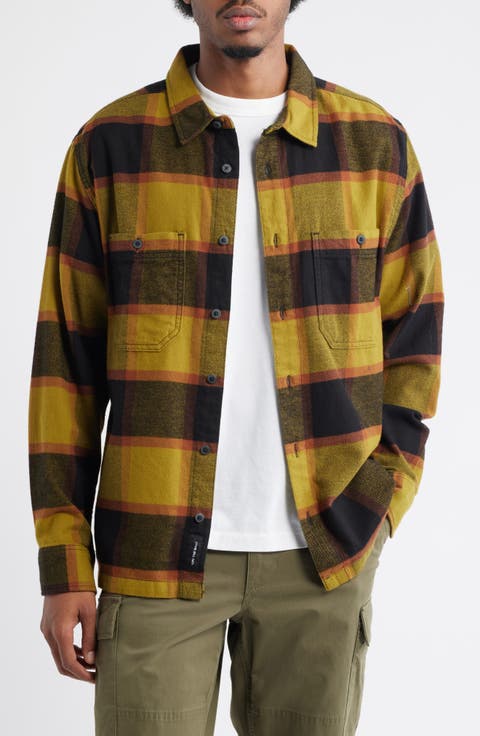 Larkspur Plaid Stretch Cotton Flannel Button-Up Shirt