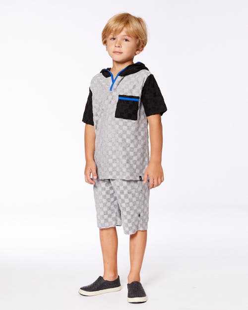 DEUX PAR DEUX DEUX PAR DEUX LITTLE BOY'S PRINTED HOODED TERRY TOP AND SHORTS SET GRAY AND BLACK