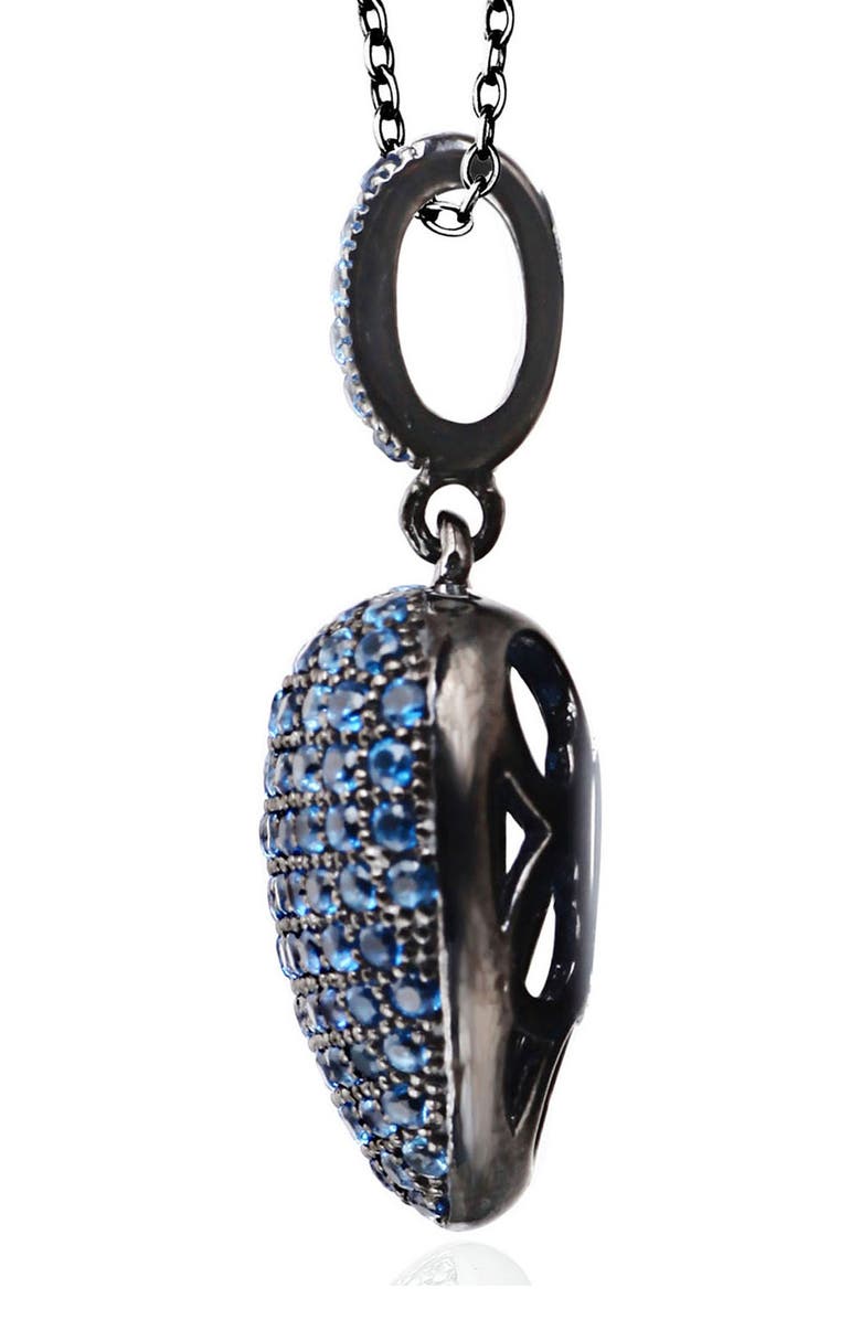 SUZY LEVIAN Blue Sterling Silver CZ Heart Pendant Necklace, Alternate, color, 