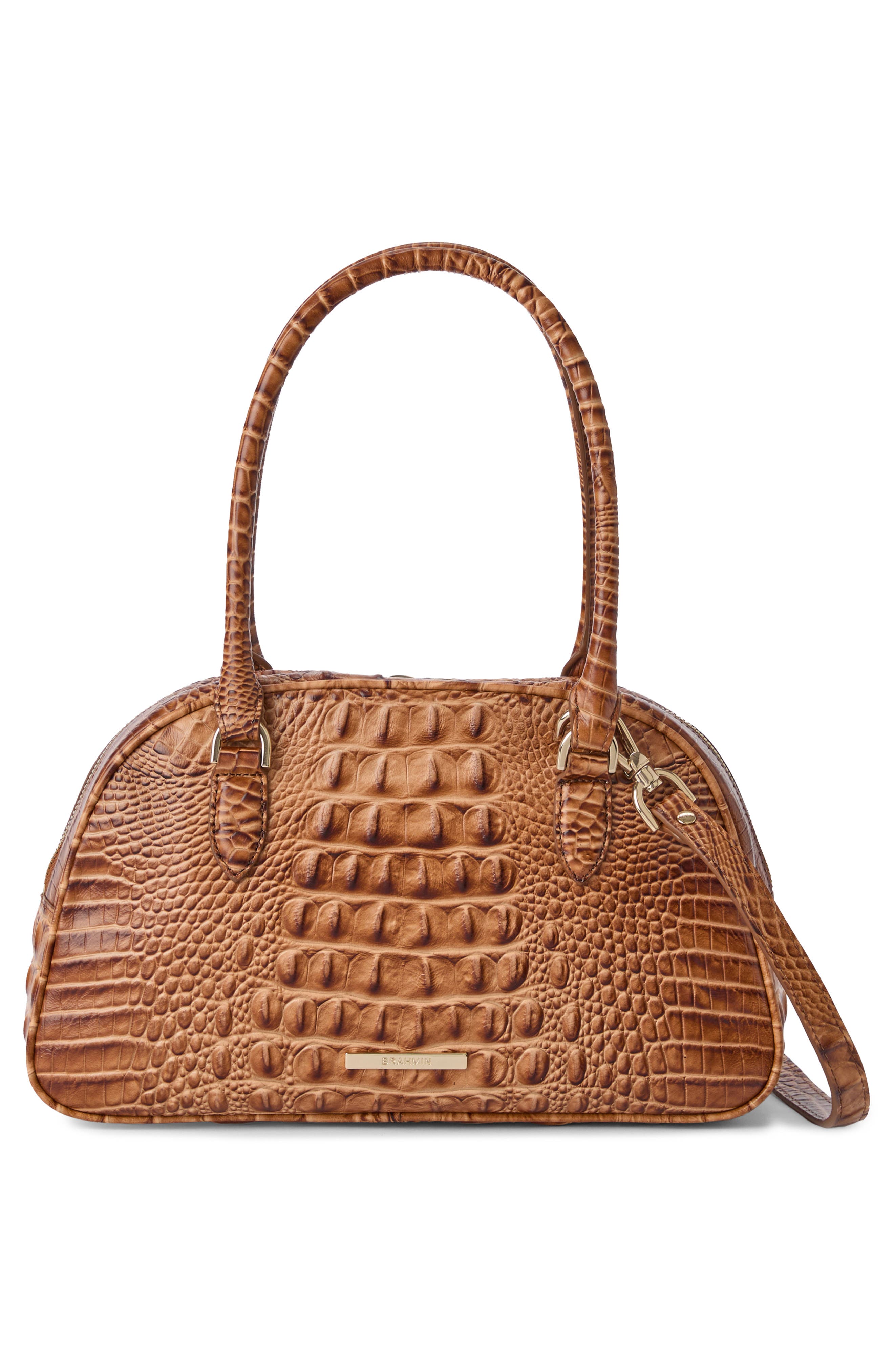 Brahmin Angie Leather Barrel Bag, Alternate, color, Cinnamon