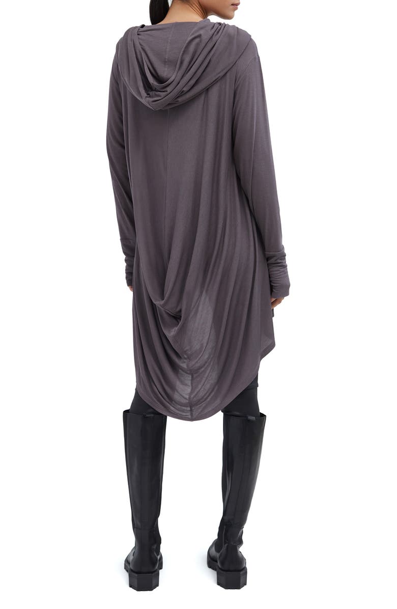 Marcella Oslo Semisheer Hooded Long Sleeve High-Low Jersey Tunic, Alternate, color, Anthracite