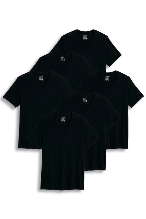 Men's 100% Cotton Classic V-neck Undershirt - 6 Pack