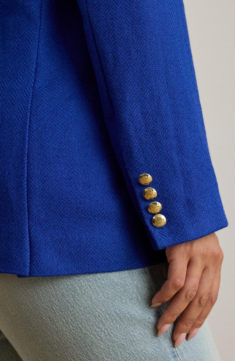 Lauren Ralph Lauren Chevron Linen & Cotton Blazer, Alternate, color, Cruise Royal Blue