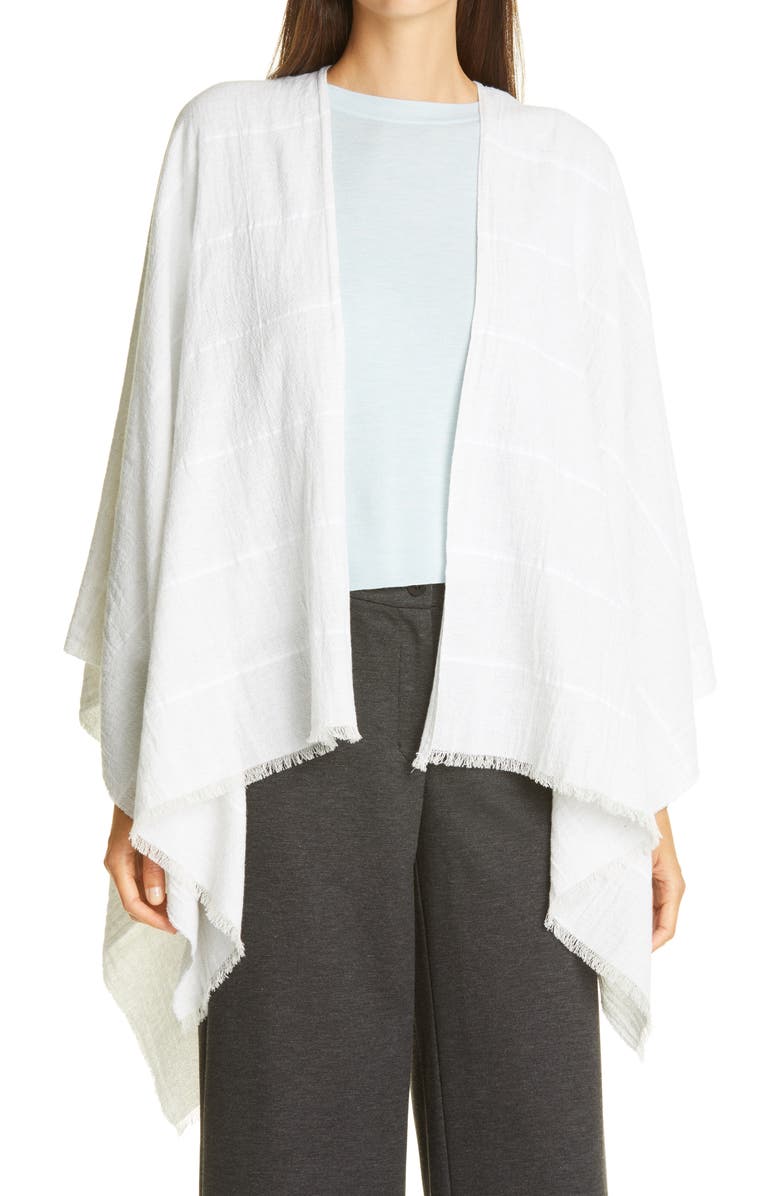 Eileen Fisher Gauze Poncho, Main, color, Pearl