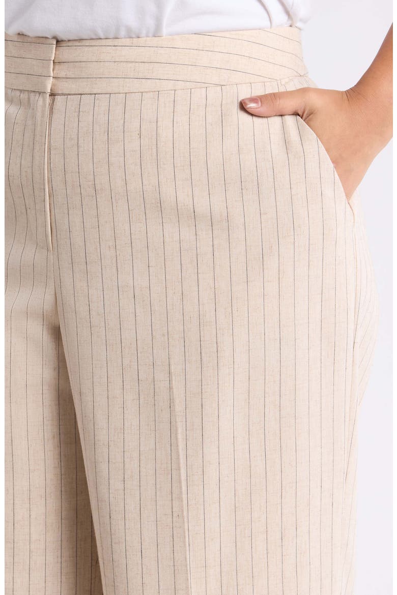 Pinstripe Wide Leg Pants, Alternate, color, DUNE ESPRESSO