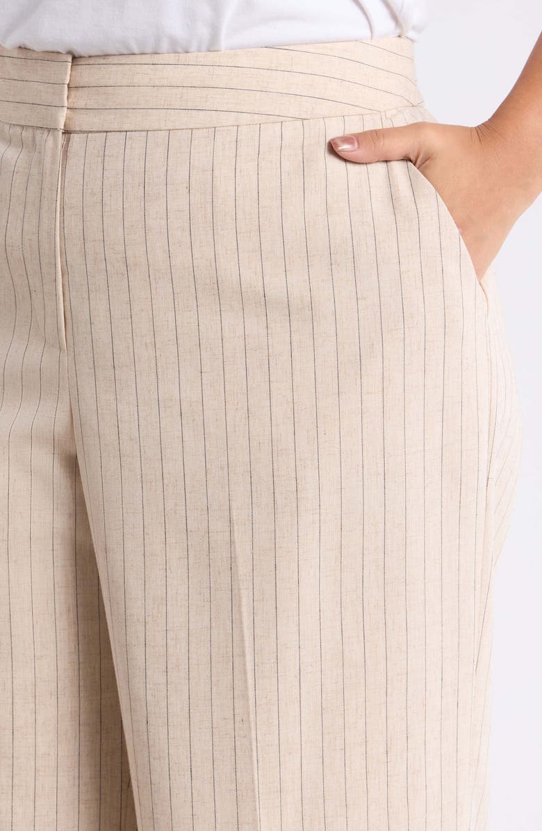 Tahari ASL Pinstripe Wide Leg Pants, Alternate, color, Dune Espresso
