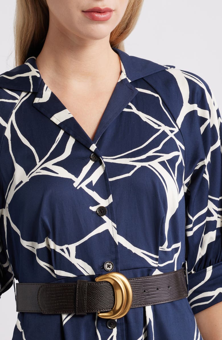 Donna Karan New York Abstract Print Belted Shirtdress, Alternate, color, Nightfall/ Pristine