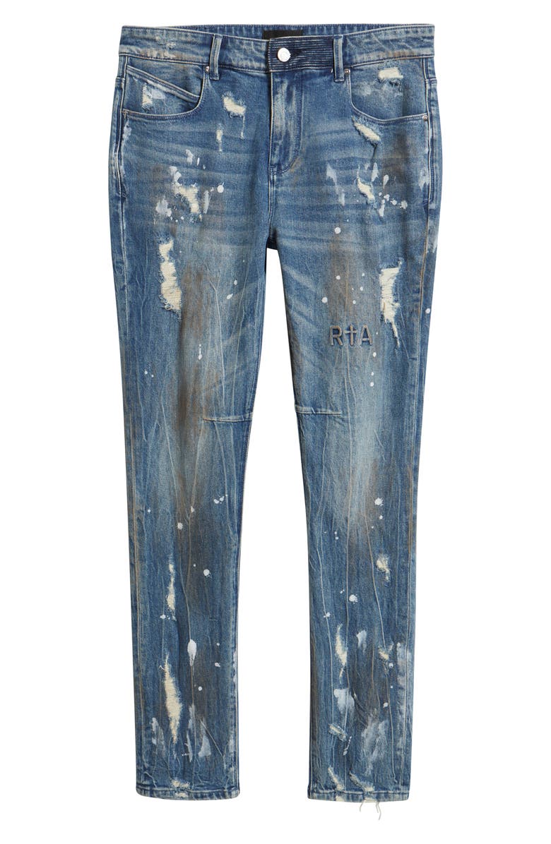 RtA Clayton Ripped Stretch Denim Skinny Jeans, Alternate, color, Glitch Blue