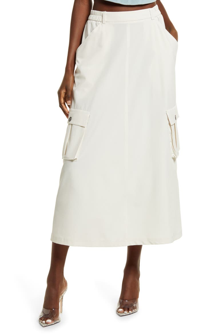 Cargo Midi Skirt, Main, color, IVORY DOVE