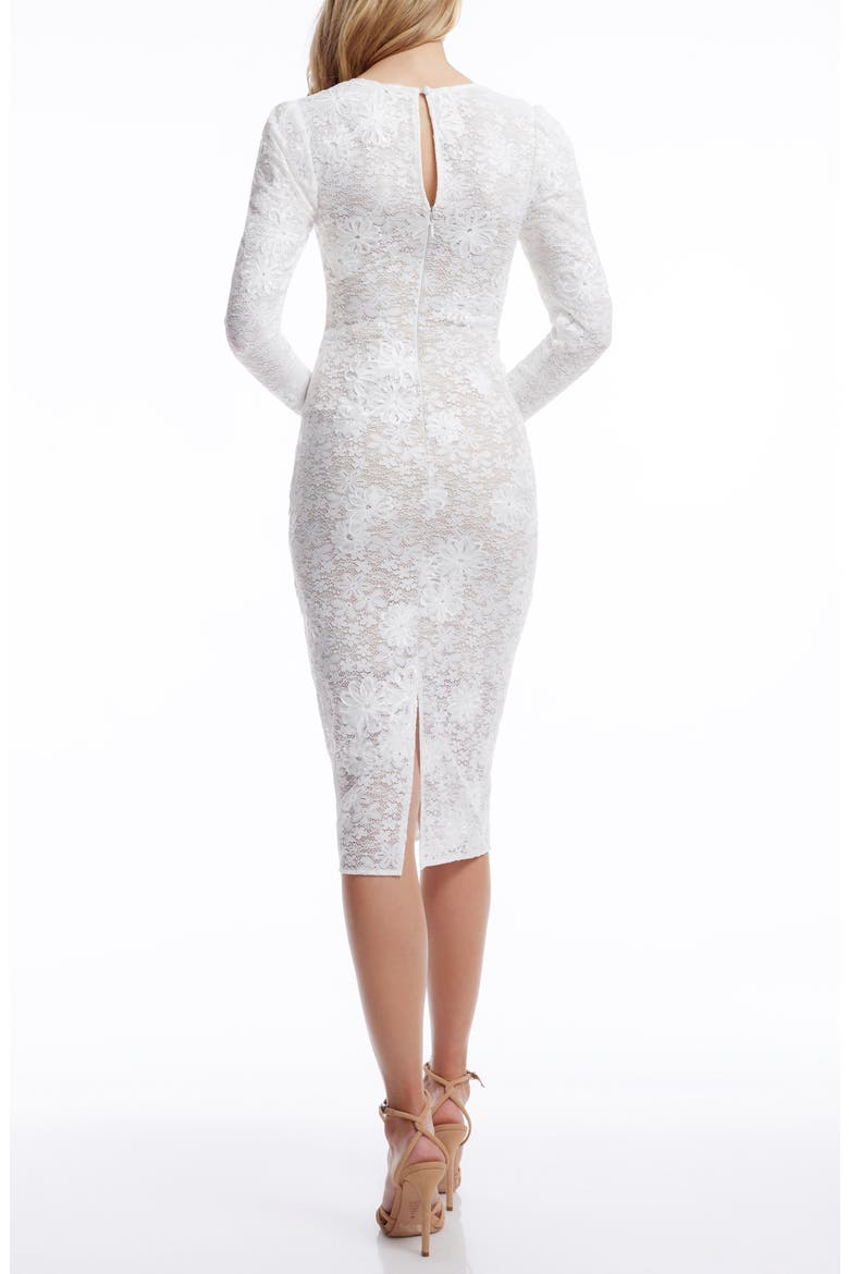 Sophia Long Sleeve Embroidered Lace Dress, Alternate, color, WHITE-NUDE