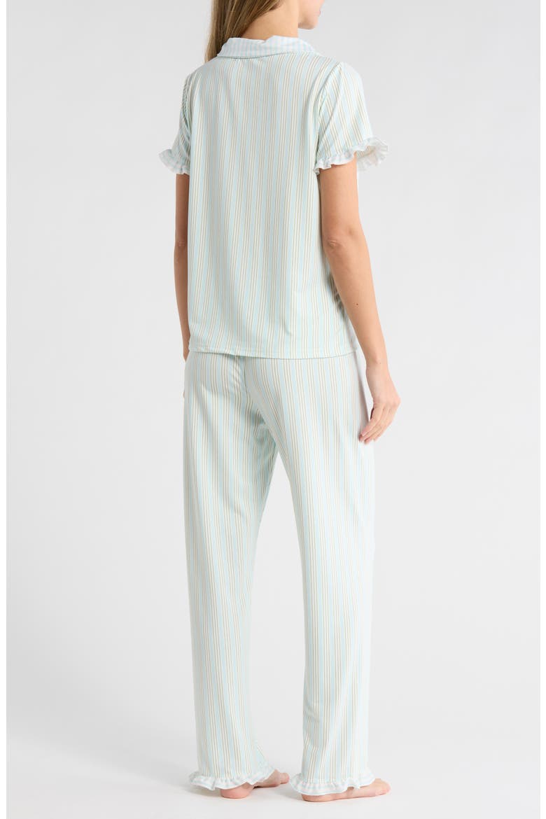 Tie Front Pajamas, Alternate, color, SALTWATER/FOREST GREEN