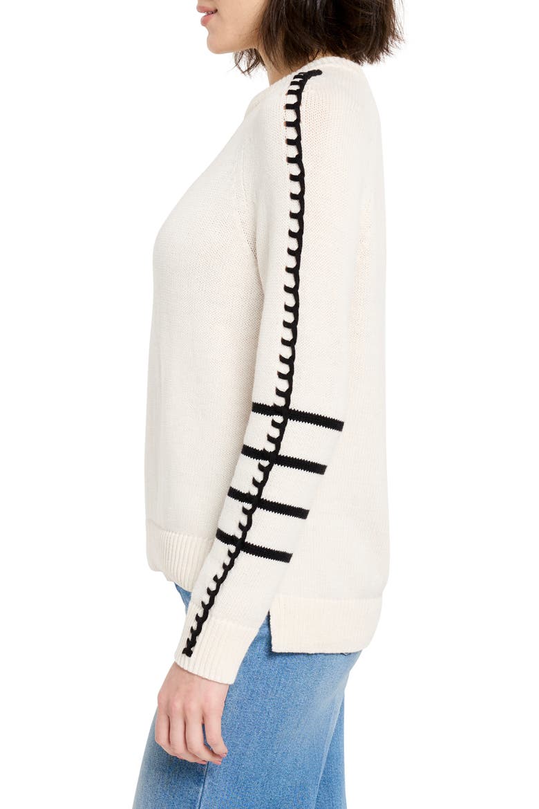 Dashing Down Whipstitch High/Low Sweater, Alternate, color, CREAM MULTI