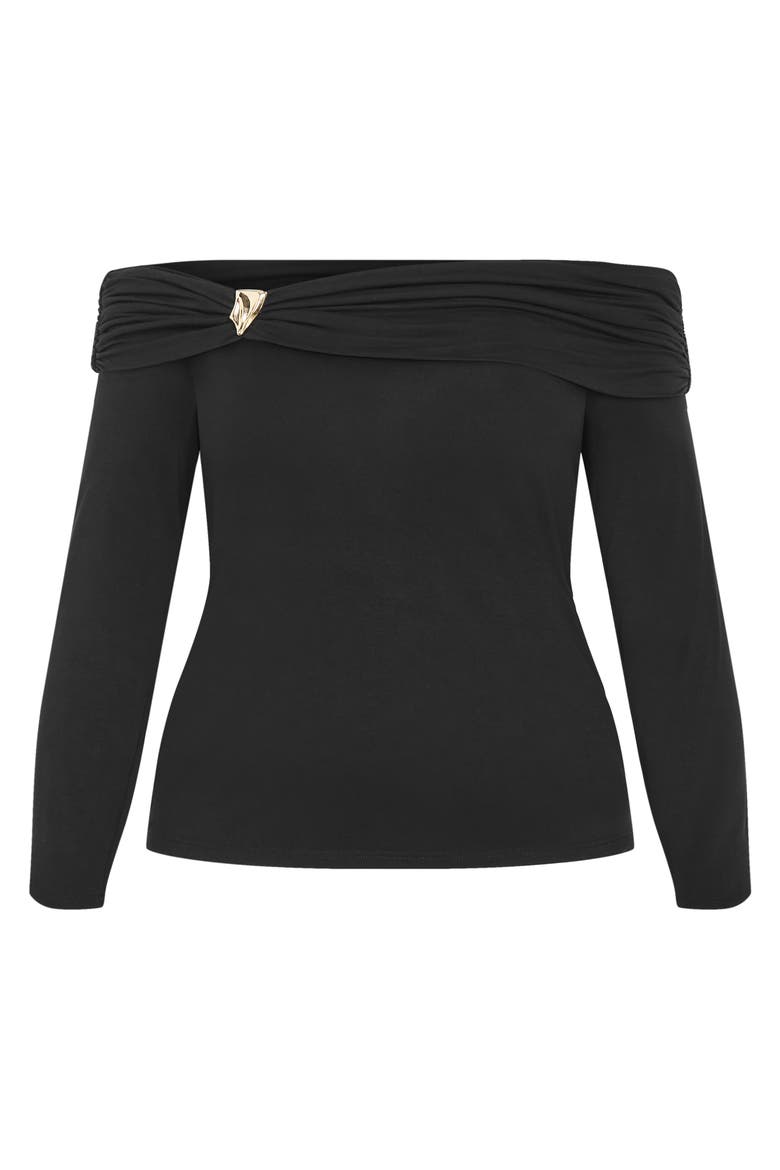 Buckle Off the Shoulder Top, Main, color, BLACK