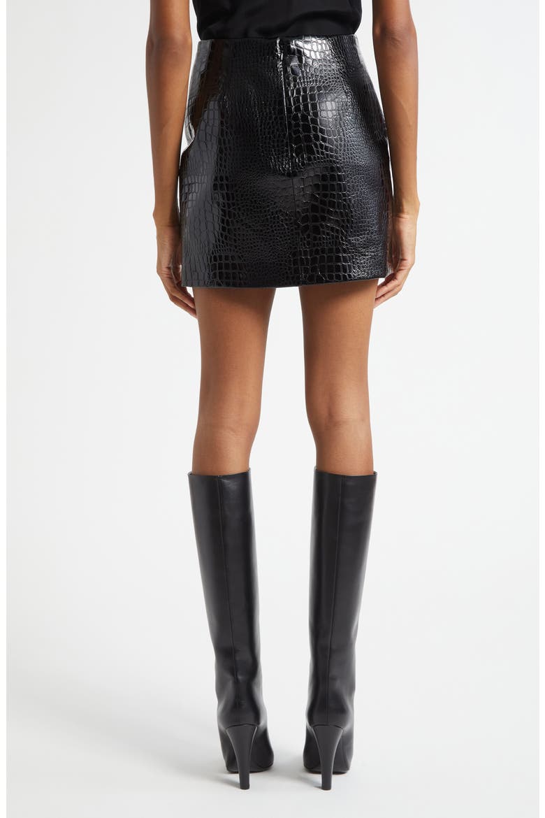 Gerard Croc Embossed Faux Leather Miniskirt, Alternate, color, BLACK
