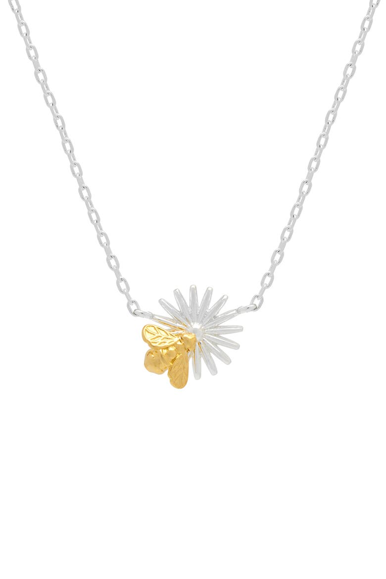 Flower & Bee Charm Necklace, Main, color, GOLD AND SILVER