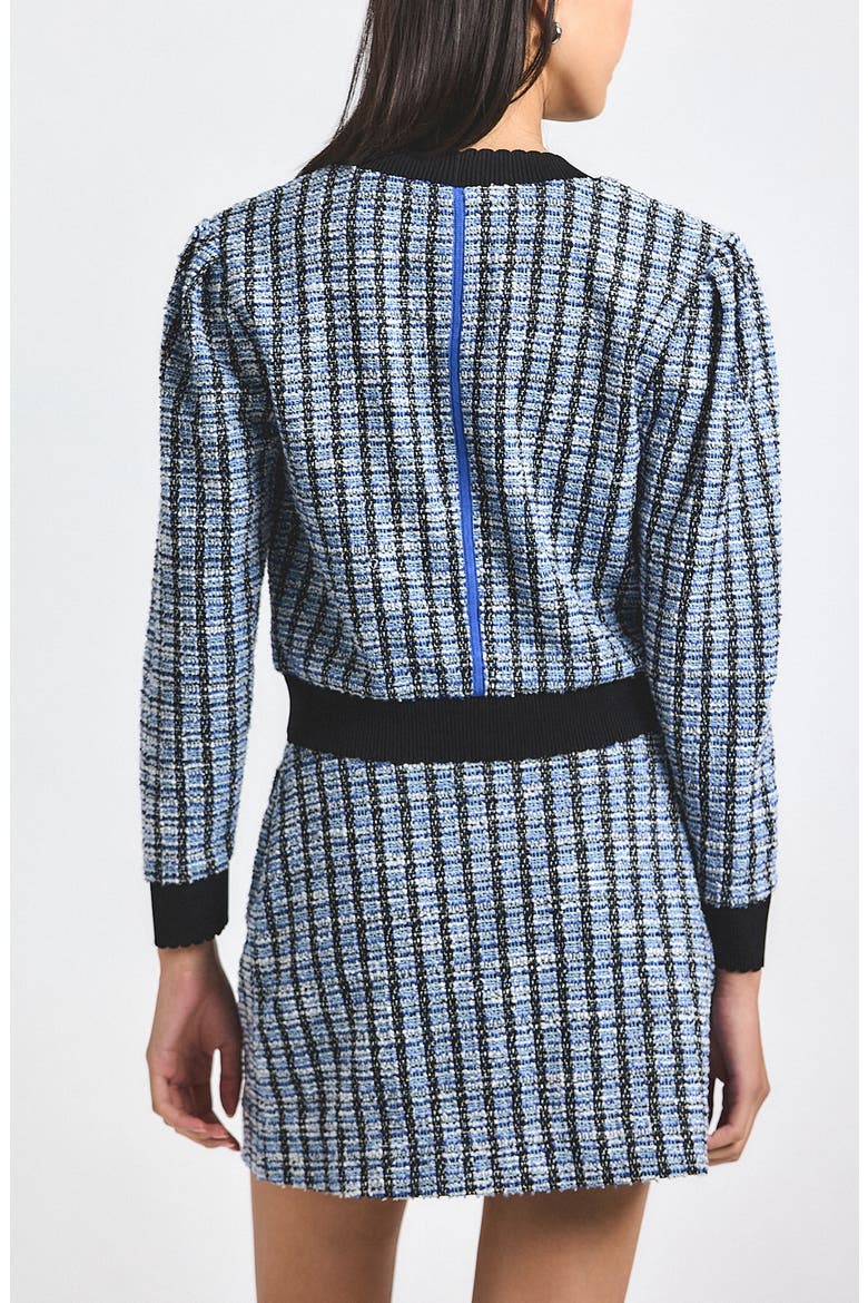 Metallic Tweed Knit Cardigan, Alternate, color, BLUE MULTI