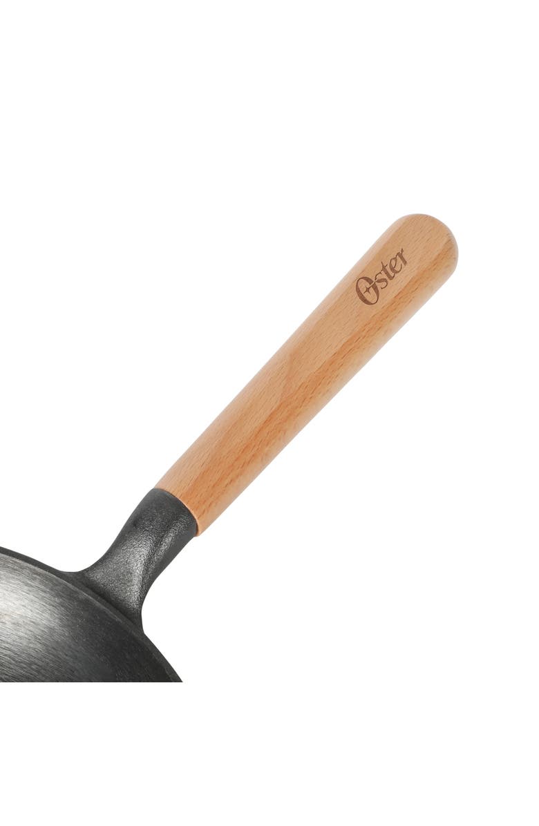 OSTER Platinum Flintfield Pre-Seasoned Cast Iron Skillet with Wood Handle, Alternate, color, Black