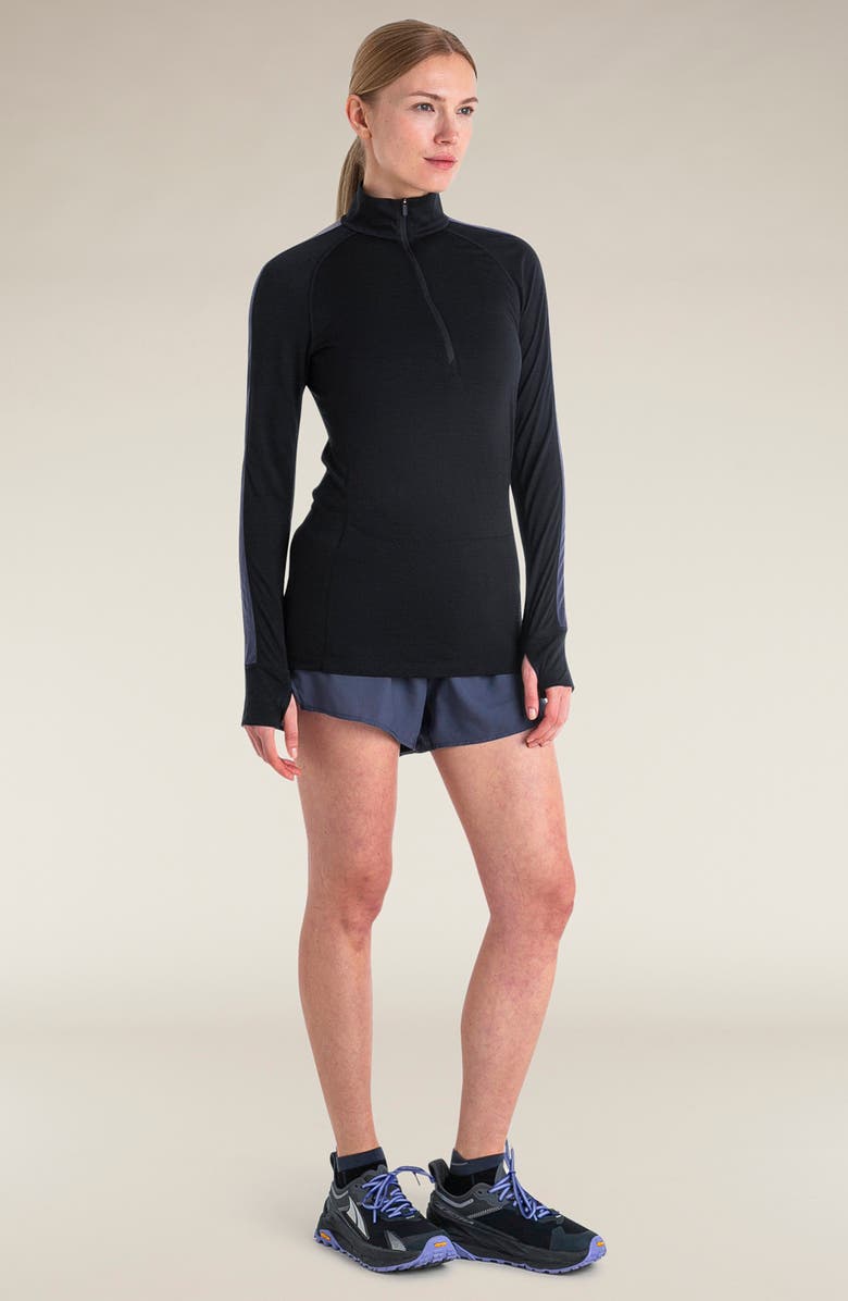 Icebreaker 125 ZoneKnit Tencel<sup>®</sup> Lyocell & Merino Wool Half Zip Pullover, Alternate, color, Black/ Graphite/ Cb
