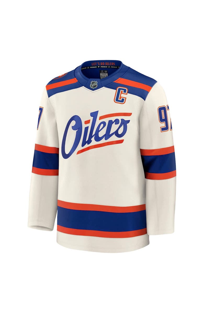 FANATICS Men's Fanatics Connor McDavid Light Beige Edmonton Oilers Alternate Premium Jersey, Alternate, color, Light Beige