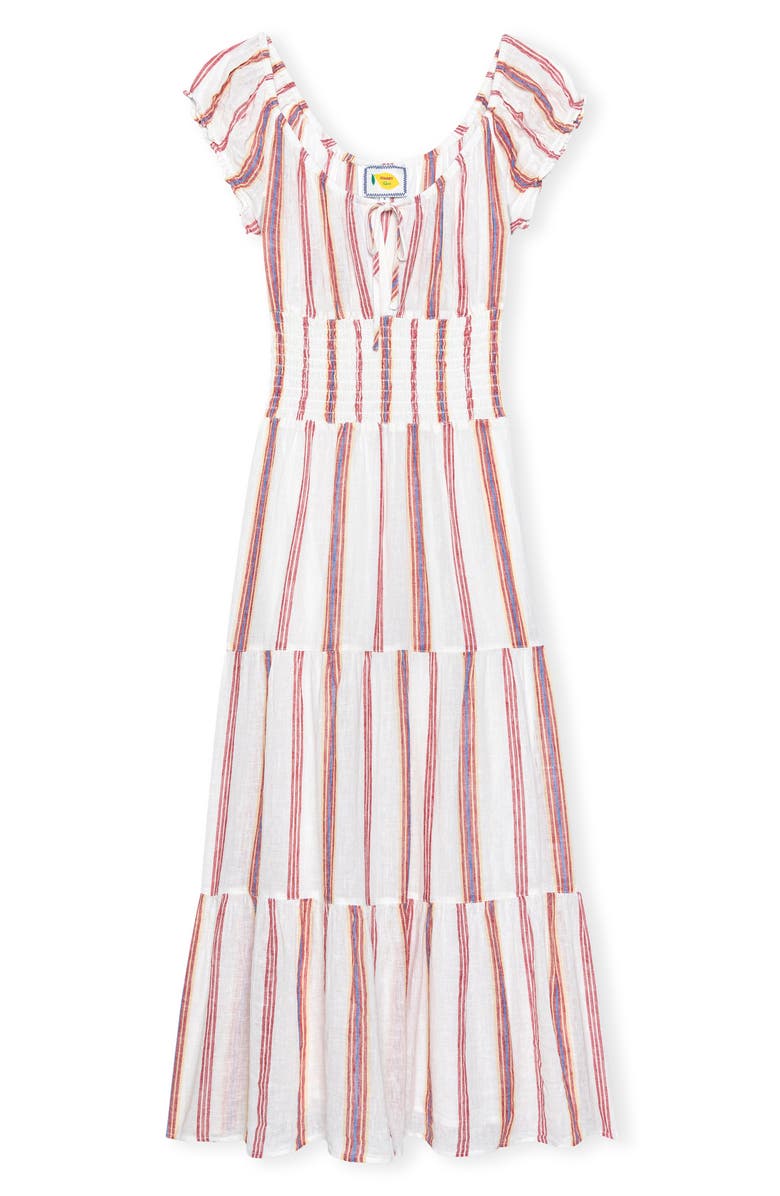Rails Daria Stripe Smocked Waist Linen Blend Dress, Main, color, Primavera Stripe