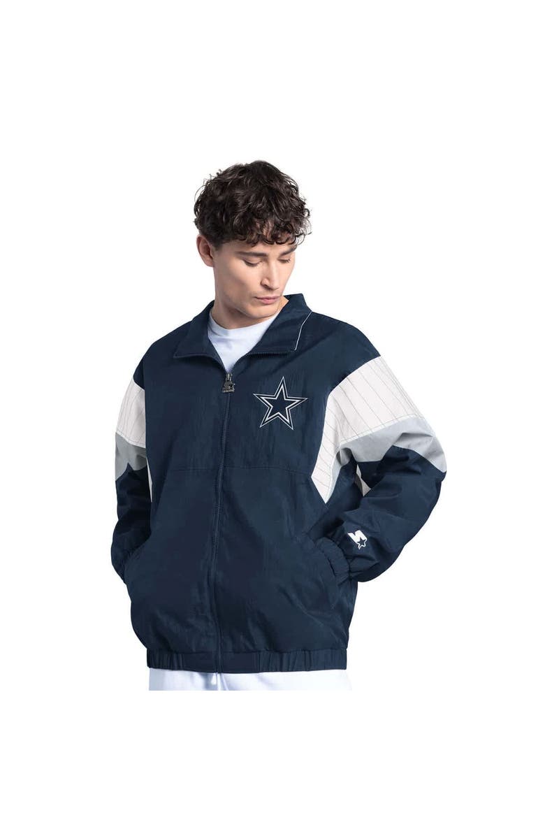 STARTER Men's Starter Navy Dallas Cowboys Yard Line Full-Zip Jacket, Main, color, 