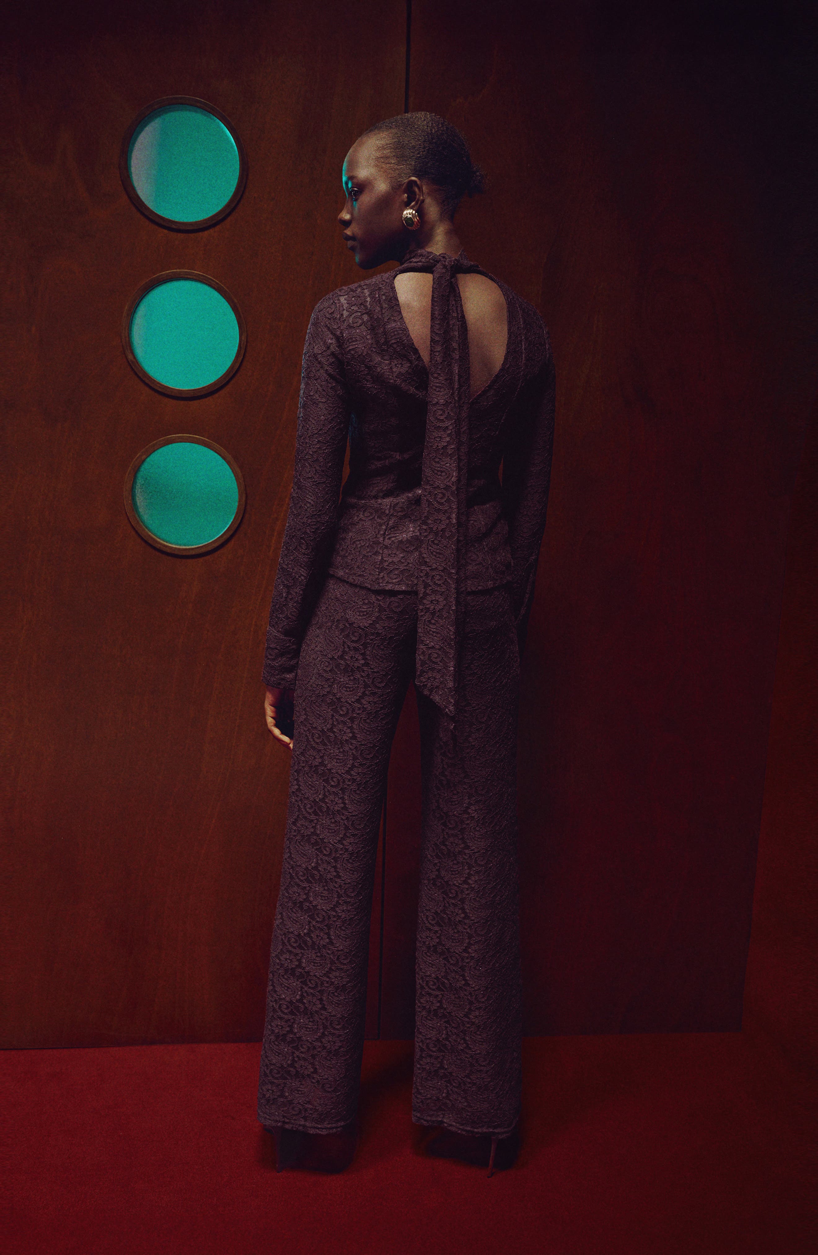 Mid Rise Straight Leg Lace Pants - image 2