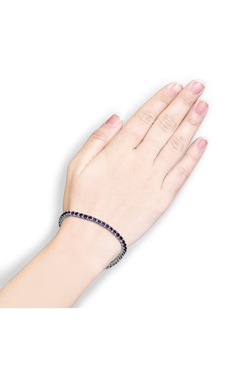 Haus of Brilliance .925 Sterling Silver 7 3/8 Ctw Created Purple Amethyst Tennis Bracelet, Alternate, color, White