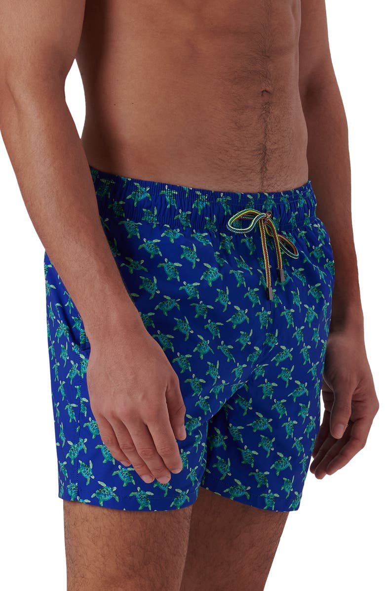 Bugatchi Max Turtle Print Swim Trunks, Alternate, color,