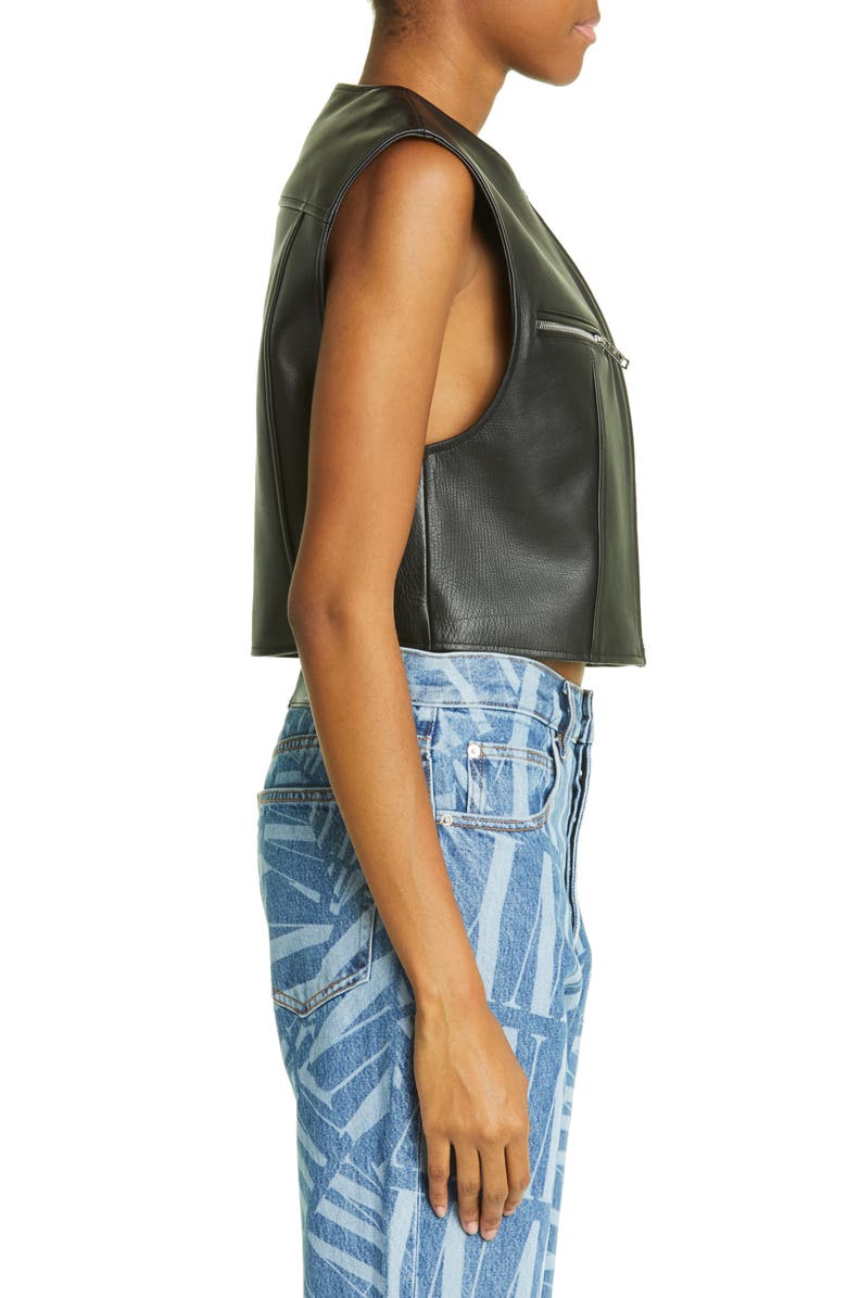 Alexander Wang Tailored Crop Leather Vest, Alternate, color, 