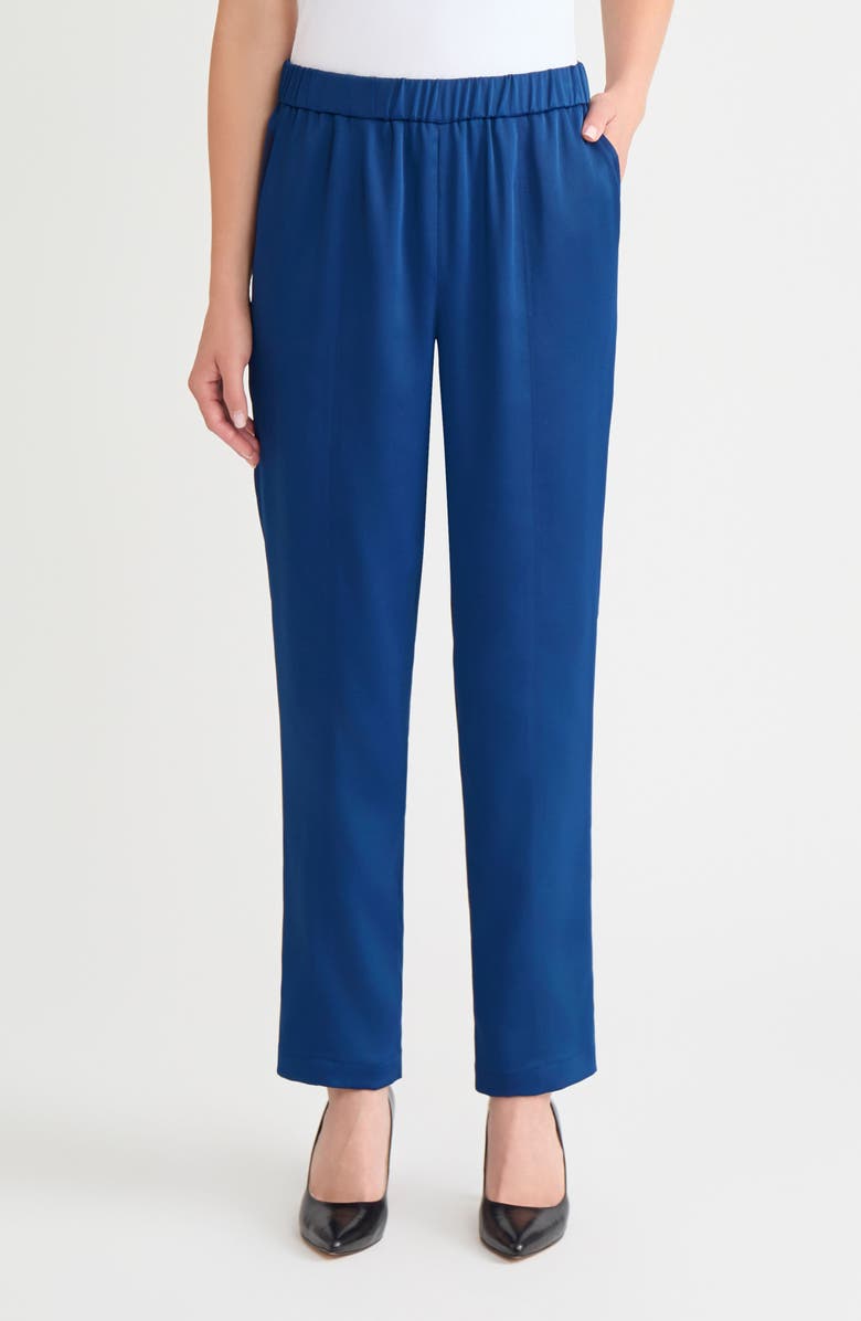 Misook Nora Crêpe de Chine Straight Leg Pants, Main, color, Lazuli Blue