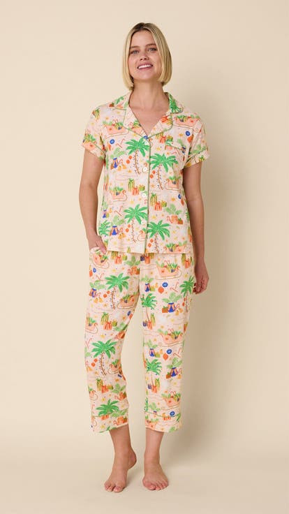 Pima Knit Capri Set Print