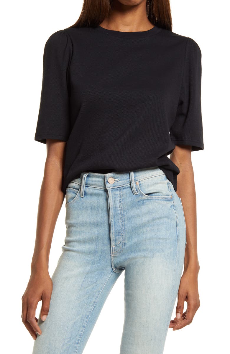 Treasure & Bond Thermal Knit Puff Sleeve Top, Main, color,