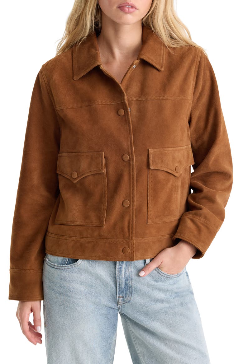 The Boxy Suede Jacket, Main, color, CAFE CLAY